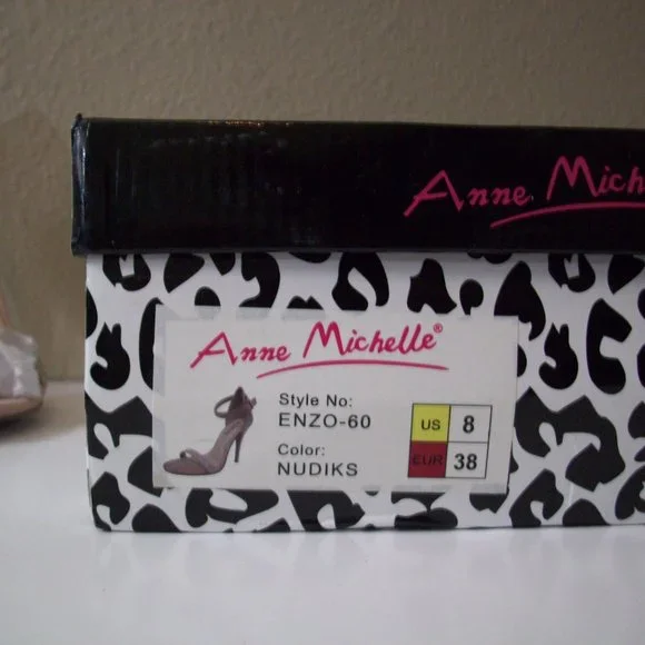 Anne Michelle size 8 tan faux suede rhinestone heels - Picture 10 of 10